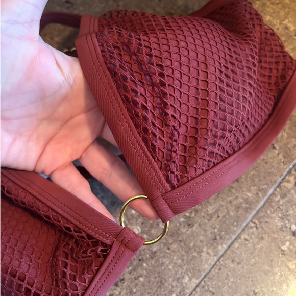 O Ring Knit Mesh Overlay Bikini Top - Size 16 - Picture 1 of 9